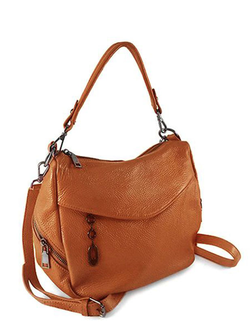 (АРТИКУЛ: 8331/2) СУМКА ЖЕНСКАЯ, НЕБОЛЬШАЯ, НАТУРАЛЬНАЯ КОЖА, РЫЖАЯ, С ДЕКОРАТИВНЫМИ НАРУЖНЫМИ КАРМАНАМИ, С ПЛЕЧЕВЫМ РЕМНЕМ