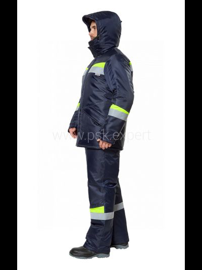 Костюм КОМФОРТ-ЗИМА с полукомбинезоном, синий/неон