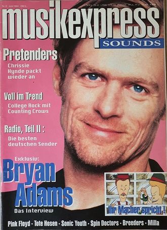 Musikexpress Sounds Magazine June 1994 Bryan Adams, Иностранные музыкальные журналы, Intpressshop
