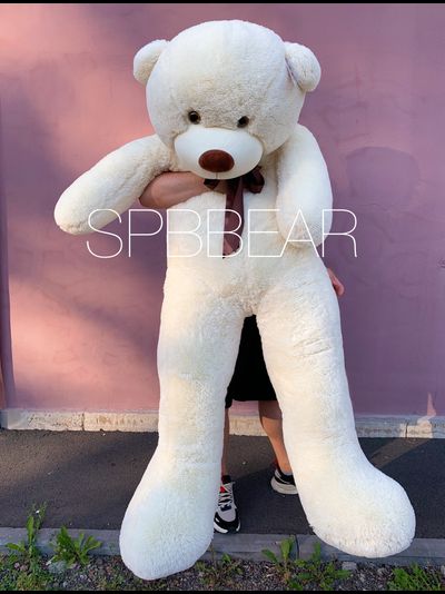 Гигантский плюшевый медведь 210 см молочный Леброн