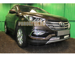 Защита радиатора Hyundai Santa Fe 2015-2018 с датчиком ACC chrome