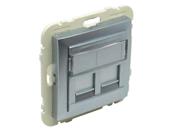Лицевая панель с суппортом для 2-х коннекторов RJ45 алюминий - Logus 90 - Efapel 90442 SAL