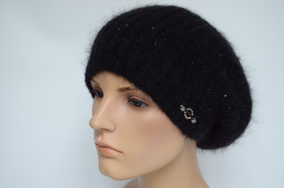 Зимний женский берет вязаный черный Vizio Италия 8070 фото