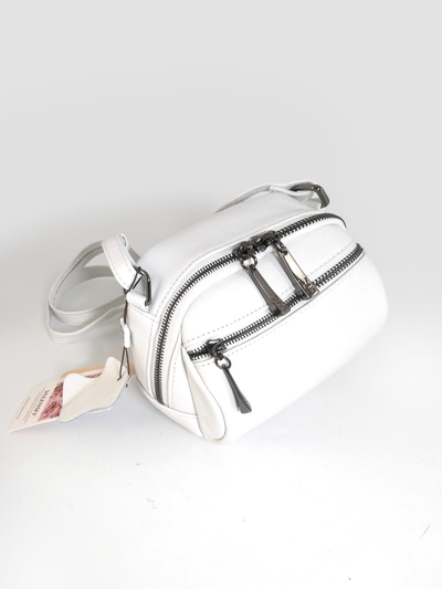 (АРТИКУЛ: 10144/2/1) СУМКА ЖЕНСКАЯ МАЛЕНЬКАЯ, НАТУРАЛЬНАЯ КОЖА, БЕЛАЯ, ДВА ОТДЕЛЕНИЯ, С РЕМЕШКОМ ЧЕРЕЗ ПЛЕЧО *