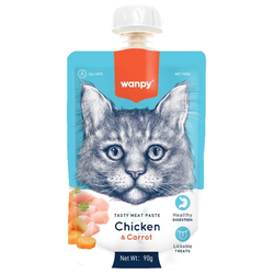 Wanpy Cat (Ванпи кэт) Лакомство для кошек Мясной мусс из курицы и моркови, 90 г