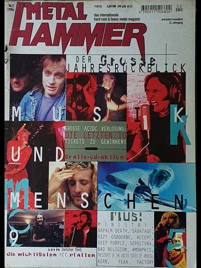 Metal Hammer Deutsch Magazine February 1996 Tiamat, Ministry, Иностранные журналы, Intpressshop