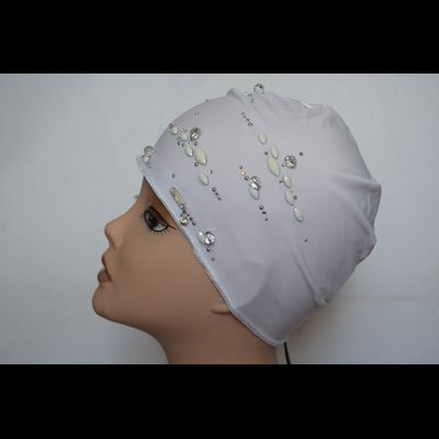 Белая шапка для плавания италия из лайкры