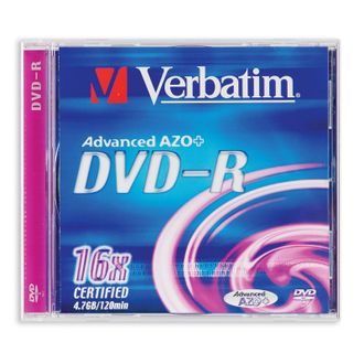Носители информации DVD-R, 16x, Verbatim Azo Matt Silver, Slim/1, 43547