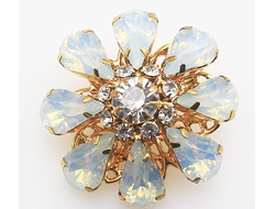 ПУГОВИЦЫ ДЕКОРАТИВНЫЕ СО СТРАЗАМИ И КРИСТАЛЛАМИ, 26 мм. 50 шт. РК-00069. Цвет: Белый