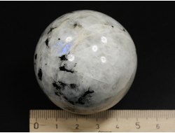 Шар Лунный камень, Турмалин чёрный (шерл), Индия (51 мм, 173 г) №35331