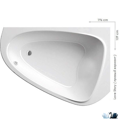 Ванна Ravak Love story II 196 x 139 см, акриловая, правая, угловая