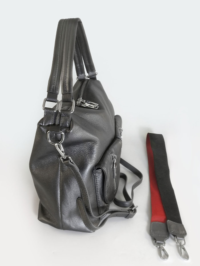 (АРТИКУЛ: 10132/1/5) СУМКА ЖЕНСКАЯ, НЕБОЛЬШАЯ, НАТУРАЛЬНАЯ КОЖА, СЕРАЯ С НЕБОЛЬШМ БЛЕСКОМ "ГРАФИТ", С ПЛЕЧЕВЫМ РЕМНЕМ