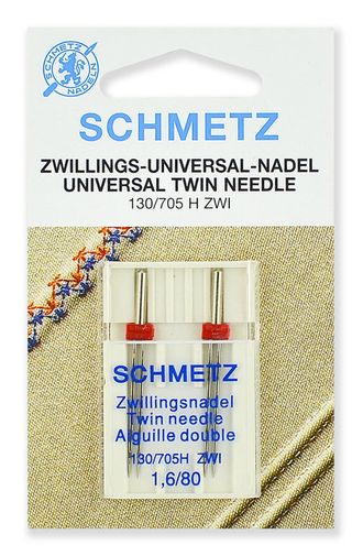 Иглы двойные SCHMETZ Универсальные 130/705H ZWI № 80/1.6 2шт