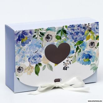 Коробка подарочная с окном "Лиловые цветы" 16,5 х 11, 5 х 5 см