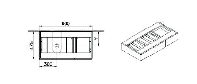 Модуль под раковину с выдвижным ящиком, Vitra Origin, 90 см, левосторонний, черный дуб, 65673