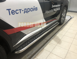 Пороги с накладным листом d53 для Hyundai Polisade (2021-...)