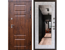 Дверь терморазрыв Премиум орех зеркало Триумф бетон