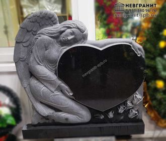 Памятник женщине на могилу сердце 107 с ангелом