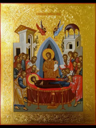 Успение Пресвятой Богородицы. Рукописная икона.