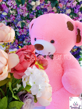 Гигантский медведь 180 см розовый с бантом с Тони
