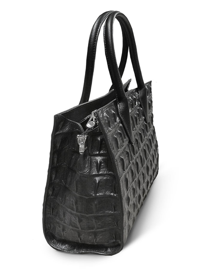 (АРТИКУЛ: 10028/8) СУМКА ЖЕНСКАЯ СРЕДНЕГО РАЗМЕРА, НАТУРАЛЬНАЯ КОЖА С ТИСНЕНИЕМ, ЧЕРНАЯ, С ПЛЕЧЕВЫМ РЕМНЕМ