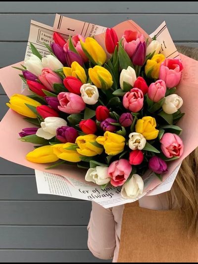 Букет из 51 тюльпана: микс