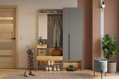 Композиция прихожей БАСКО Графит/Дуб Крафт золотой