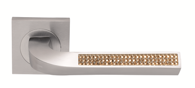 Дверные ручки Morelli Luxury BRILLIANCE SCS/LIGHT TOPAZ RVD Цвет - Матовый хром с кристаллами светлого топаза
