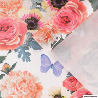 Бумага упаковочная крафтовая «Цветы» 50 x 70 см