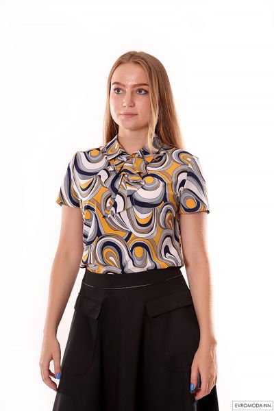 Блузка с жабо принт 813 Pretty One р. 38/ 46 RU