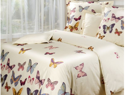 Семейный комплект постельного белья мако-сатин с рисунком бабочки