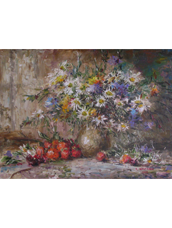 Натюрморт Ромашково-клубничный фимиам Круглова Светлана