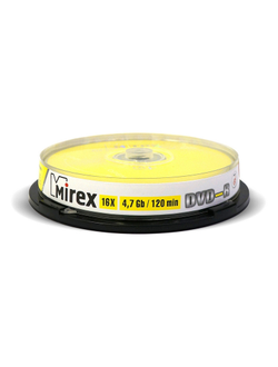 Носители информации DVD-R, 16x, Mirex, Cake/10, UL130003A1L