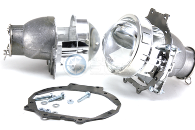 Комплект Hella R моно H7 с рамками для замены штатных ксеноновых / галогенных линз автомобиля Mitsubishi Pajero 4 (2006 - 2014)