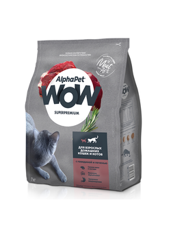 AlphaPet (АльфаПет) WOW Superpremium сухой корм для взрослых кошек с говядиной и печенью 7 кг