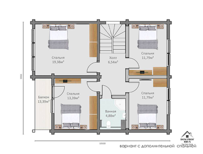 "Дрезден": Просторный Двухэтажный Дом из Клееного Бруса для всей семьи 146,5 м²