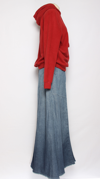 ЮБКА  джинсовая "Длинная тюльпан " голубая до р.52