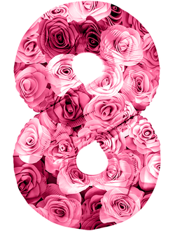 Фольгированный шар цифра 8 Весенние цветы на 8 марта