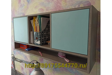 011-1 Полка:
ЛДСП Egger, F186 Бетон Чикаго светло-серый, ST9
ЛДСП Egger, U500 Аква голубой, ST9
Стол: ЛДСП Egger, F186 Бетон Чикаго светло-серый, ST9

