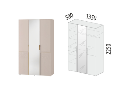 Шкаф трехдверный с зеркалом Флоренция 904.12