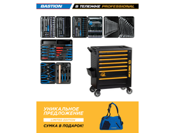Набор инструментов 204 предмета, "BASTION", в черной тележке KING TONY 9G38-100MR40