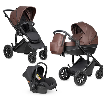 Детская коляска 3 в 1 Farfello Molly Trio Шоколадный (Экокожа)