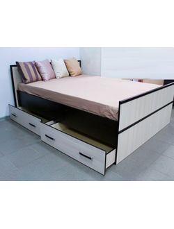 Кровать двуспальная "Сакура" 1600 с выдвижными ящиками (БТС)