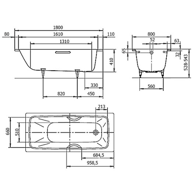 Стальная ванна Kaldewei Cayono 751 180х80