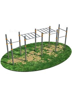 Спортивный комплекс Sv Sport Workout двухуровневый рукоход с шестью турниками ВОРК22