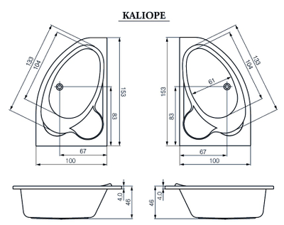 Акриловая Ванна Cersanit Kaliope 153x100 правая