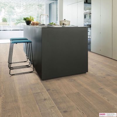 Паркетная доска Haro Дуб Табако Серый Глубокий Браш 541170 1-пол масло
