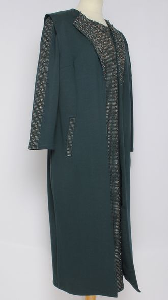 КОСТЮМ  "ДВОЙКА" платье и жилет малахит  р.50-56