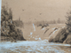 Казанцев Владимир Гаврилович (1849-1902)  Ласточки над водопадом 1880-е-1890-е гг. Бум., гр.кар., сепия, белила 25,5Х34,2 (в свету) (1229)