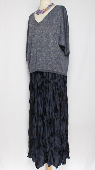 Юбка плотная шелковая "Жатая" серая, синяя р.46-54